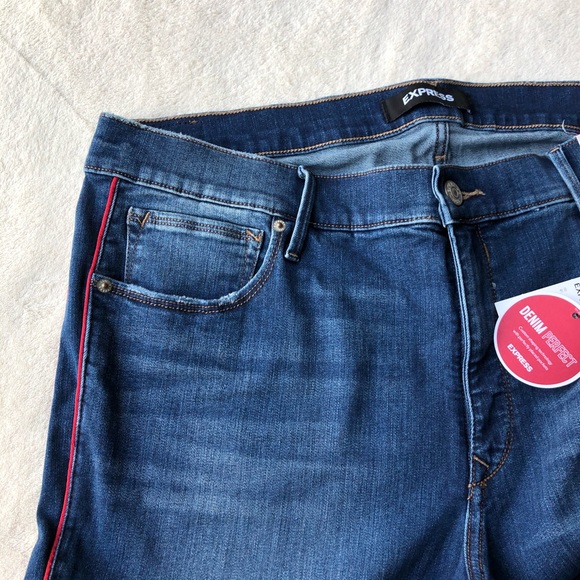 Express Tuxedo Stripe Raw Ankle Skinny Jeans - Picture 8 of 16